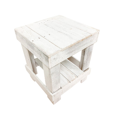 Del Hutson Designs Reclaimed Solid Wood Farmhouse Rustic Coffee End Table, White