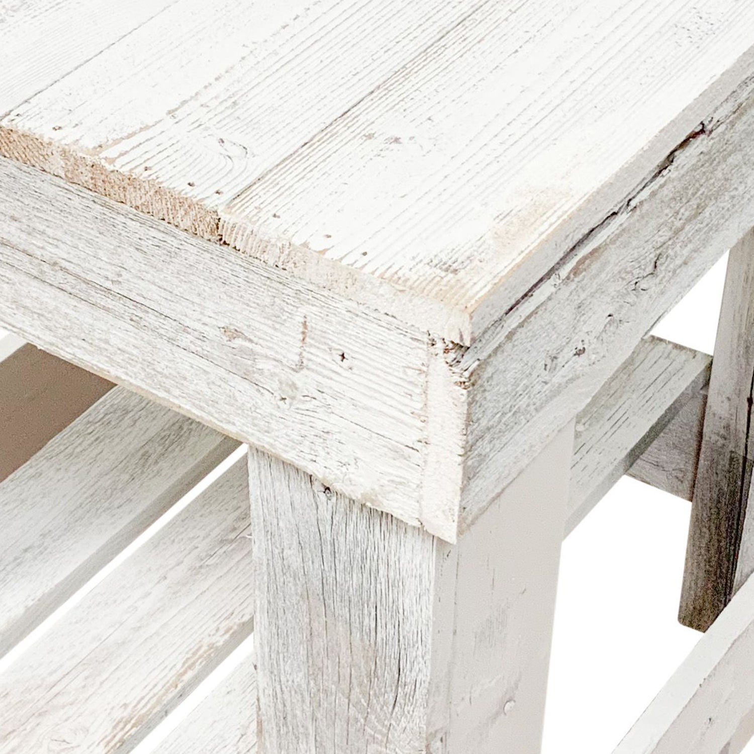 Del Hutson Designs Reclaimed Solid Wood Farmhouse Rustic Coffee End Table, White