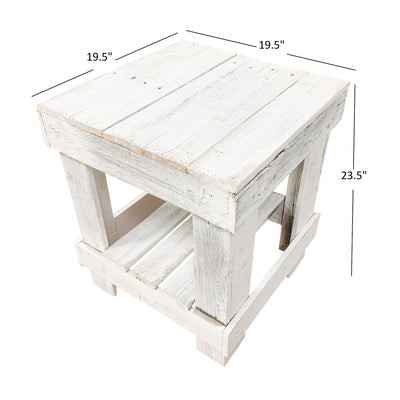 Del Hutson Designs Reclaimed Solid Wood Farmhouse Rustic Coffee End Table, White