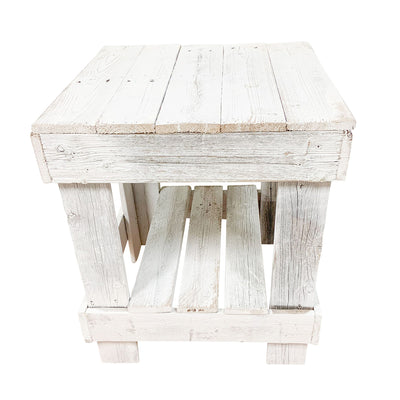 Del Hutson Designs Reclaimed Solid Wood Farmhouse Rustic Coffee End Table, White