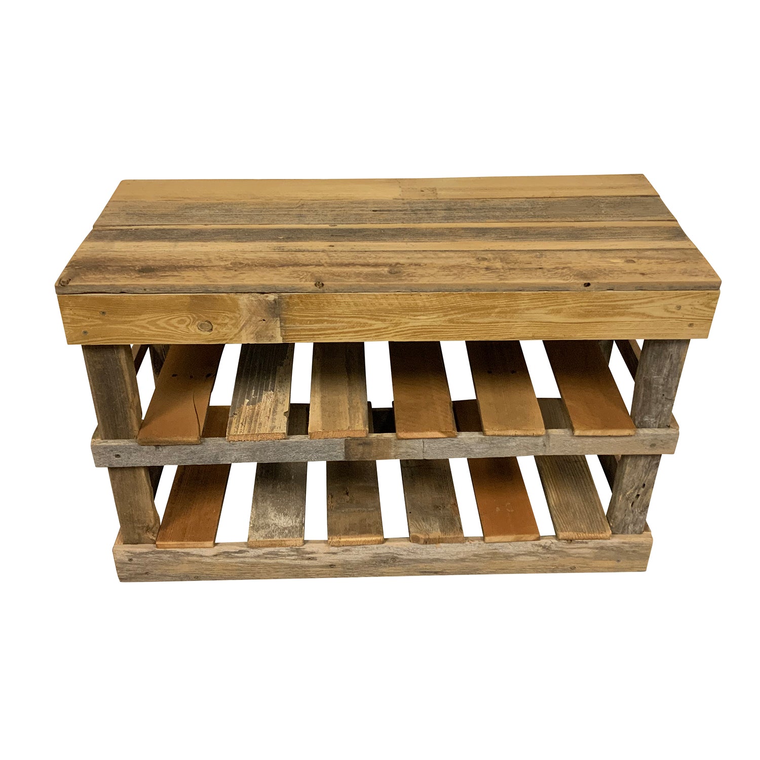 del Hutson Designs 39 Inch Rustic Chic Solid Barnwood Styled Shoe Rack, Natural