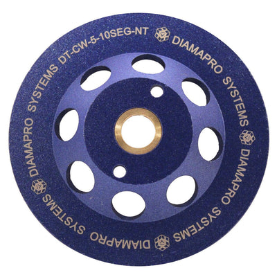 DiamaPro Systems NonThreaded 5 Inch 10 Segment Turbo Concrete Grinding Cup Wheel