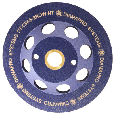 DiamaPro Systems Non Threaded 5" Double Row Concrete Grinding Cup Wheel (4 Pack)