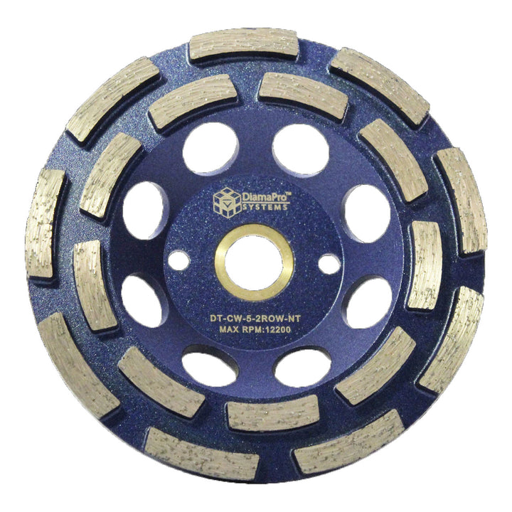 DiamaPro Systems Non Threaded 5" Double Row Concrete Grinding Wheel(Open Box)