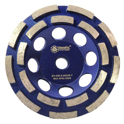DiamaPro Systems Threaded 5" Double Row Concrete Grinding Cup Wheel (2 Pack)
