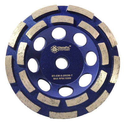 DiamaPro Systems Threaded 5 Inch Double Row Concrete Grinding Cup Wheel Tool