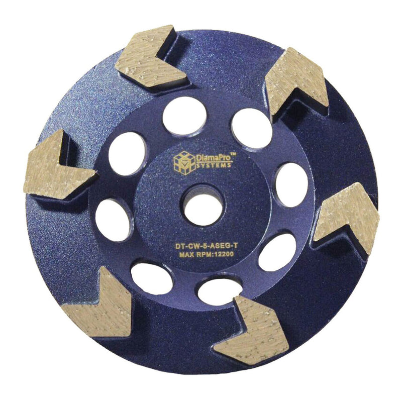 DiamaPro Systems Threaded 5 Inch 6 Arrow Segment Grinding Cup Wheel (2 Pack)