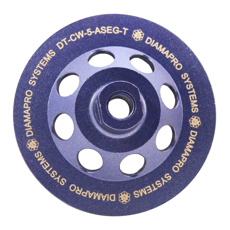 DiamaPro Systems Threaded 5 Inch 6 Arrow Segment Grinding Cup Wheel (4 Pack)