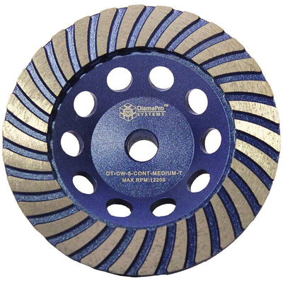 DiamaPro Systems 5 Inch Continuous Rim Turbo Grinding Cup Wheel, Medium (2 Pack)