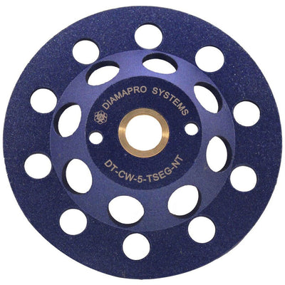 DiamaPro Systems Non Threaded 5 Inch T Segment Concrete/Stone Grinding Cup Wheel