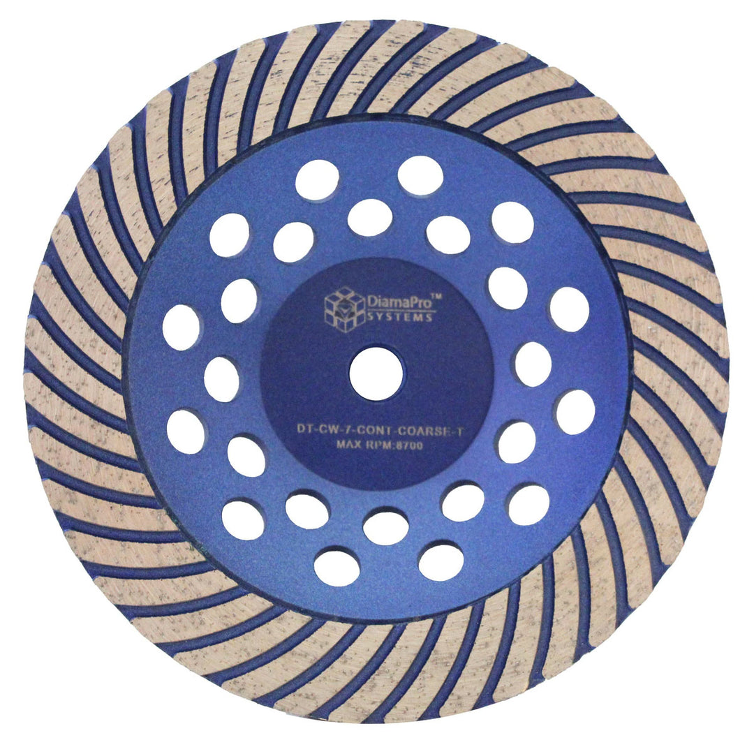 DiamaPro Systems 7 Inch Continuous Rim Turbo Concrete Grinding Cup Wheel, Coarse