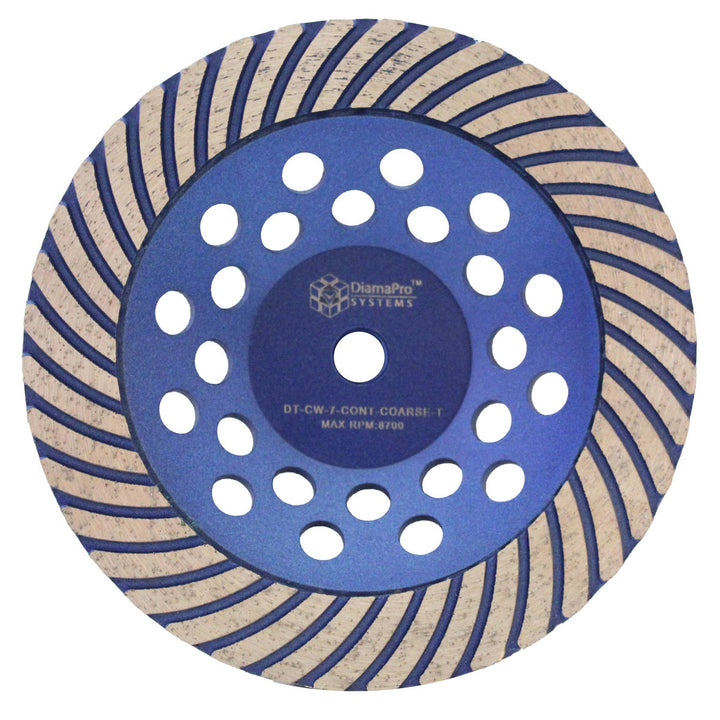 DiamaPro Systems 7 Inch Continuous Rim Turbo Concrete Grinding Cup Wheel, Coarse