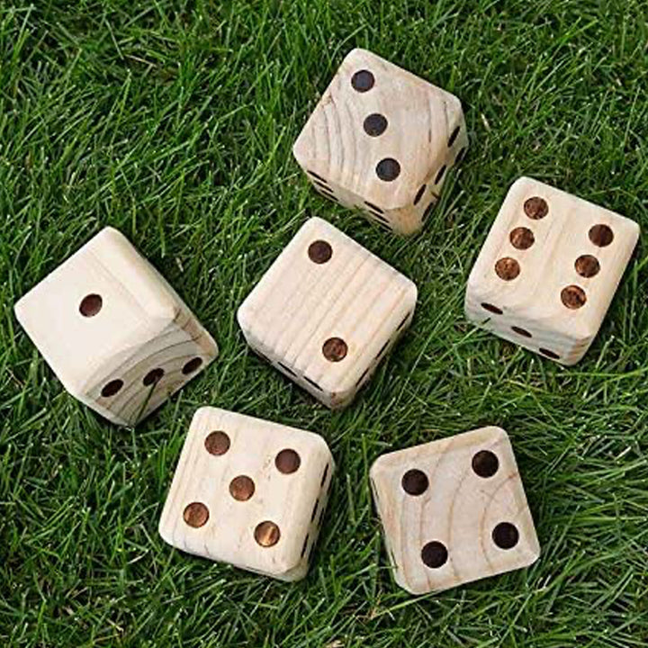 Yard Games Giant 3.5 Inch Wooden Dice Set with Scorecards & Case (Open Box) - VMInnovations