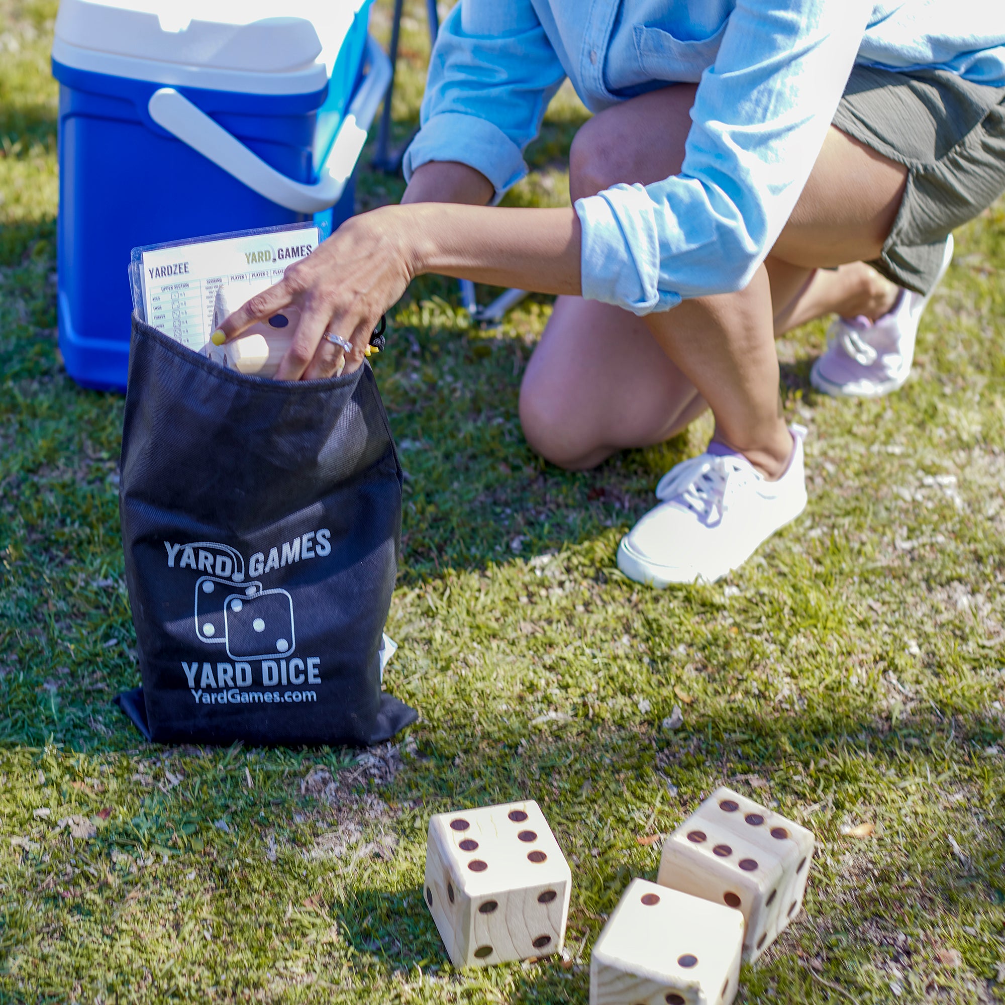 YardGames Giant Outdoor 3.5 Inch Wooden Dice Set with Scorecards & Case - VMInnovations