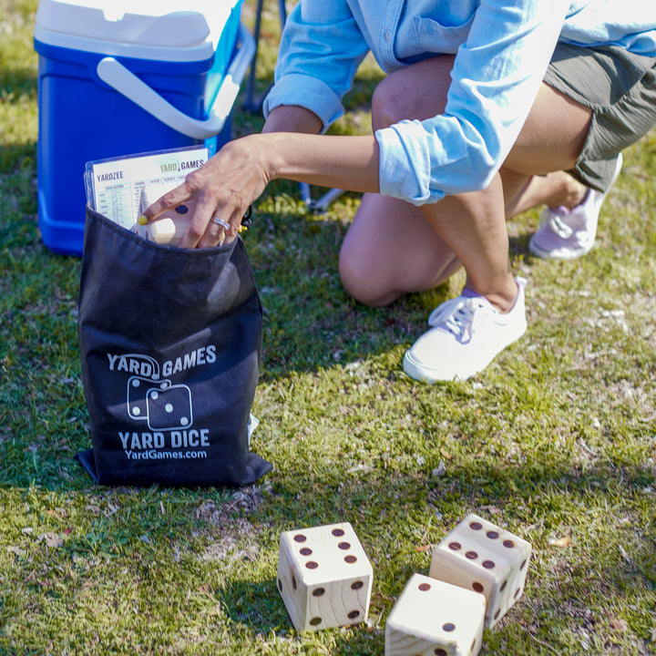 Yard Games Giant 3.5 Inch Wooden Dice Set with Scorecards & Case (Open Box) - VMInnovations