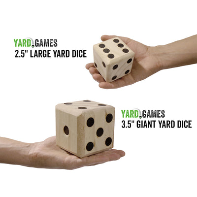 YardGames Giant Outdoor Indoor Wooden Dice Set w/ Scorecards & Case, 2.5 Inch