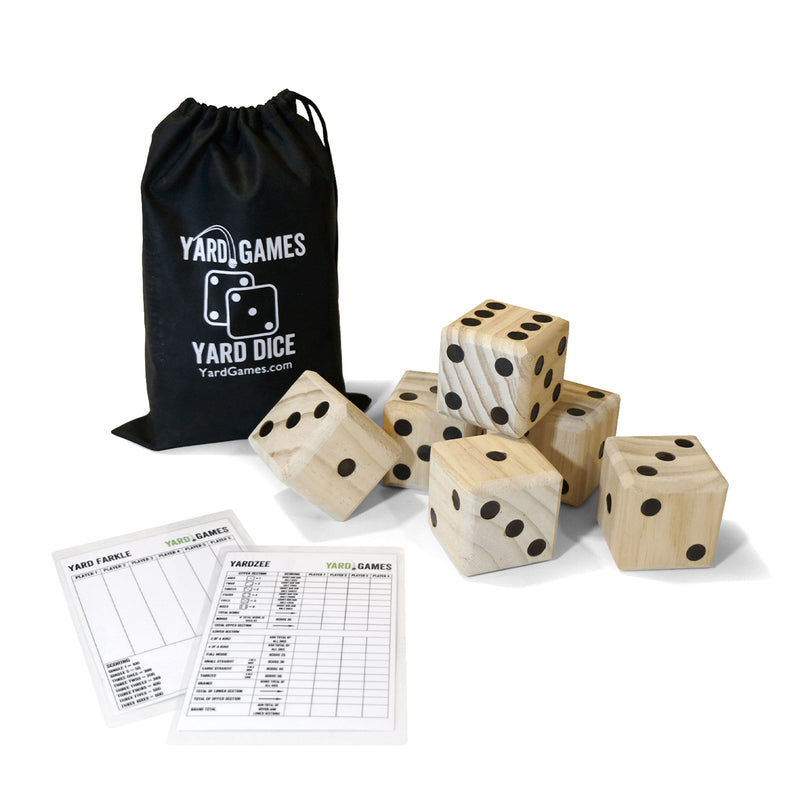 Yard Games Giant Wooden Dice Set w/ Scorecards & Case, 2.5 Inch (Used)