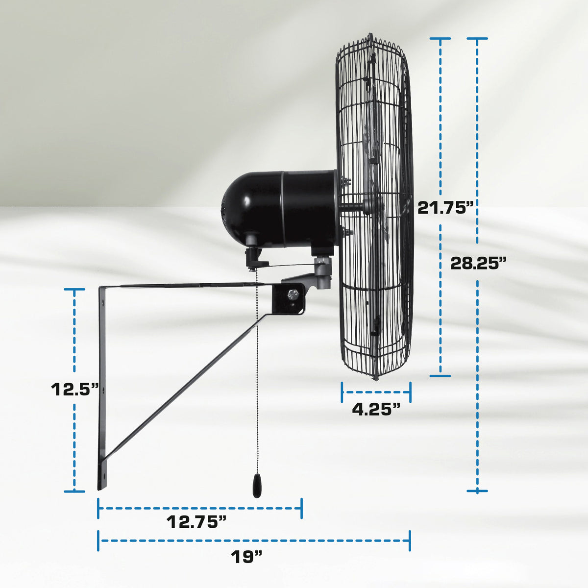 Hurricane 20 Inch Pro Commercial Grade Classic Oscillating Wall Mount Fan, Black