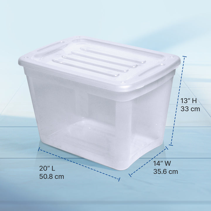 Gracious Living 10 gal Stackable Storage Container Bin w/Lid, Clear (4 Pack)