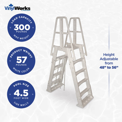 Vinyl Works A Frame Ladder w/ Barrier for Swimming Pools 48-56" Tall (Open Box) - VMInnovations