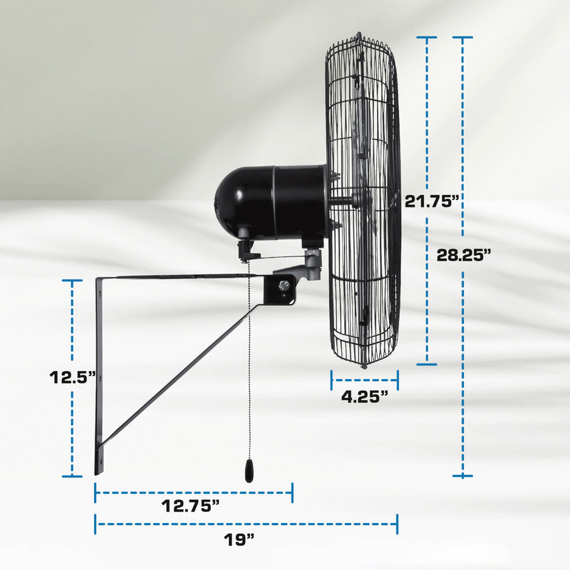 Hurricane 20" Pro Commercial Classic Oscillating Wall Mount Fan,Black(For Parts)