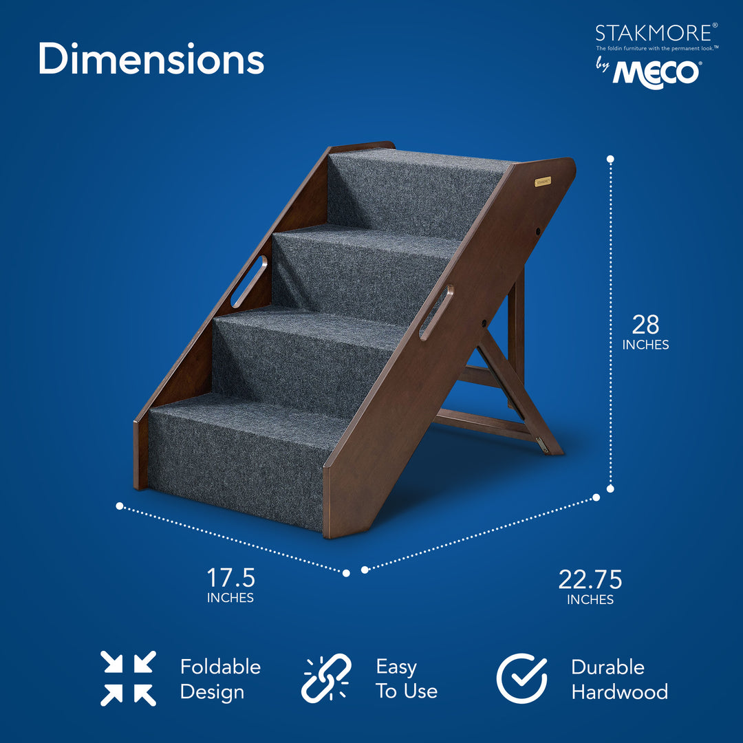 MECO Stakmore Foldable Pet Steps w/Solid Hardwood Construction, Espresso (Used)