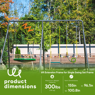 gobaplay Outdoor Adventure Swing Set with Single Frame & 6' Extension Attachment - VMInnovations