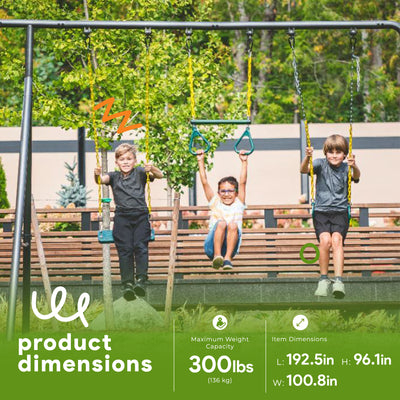gobaplay Outdoor Frame Playground Equipment w/ 8' Extension & 39" Swing w/ Tent