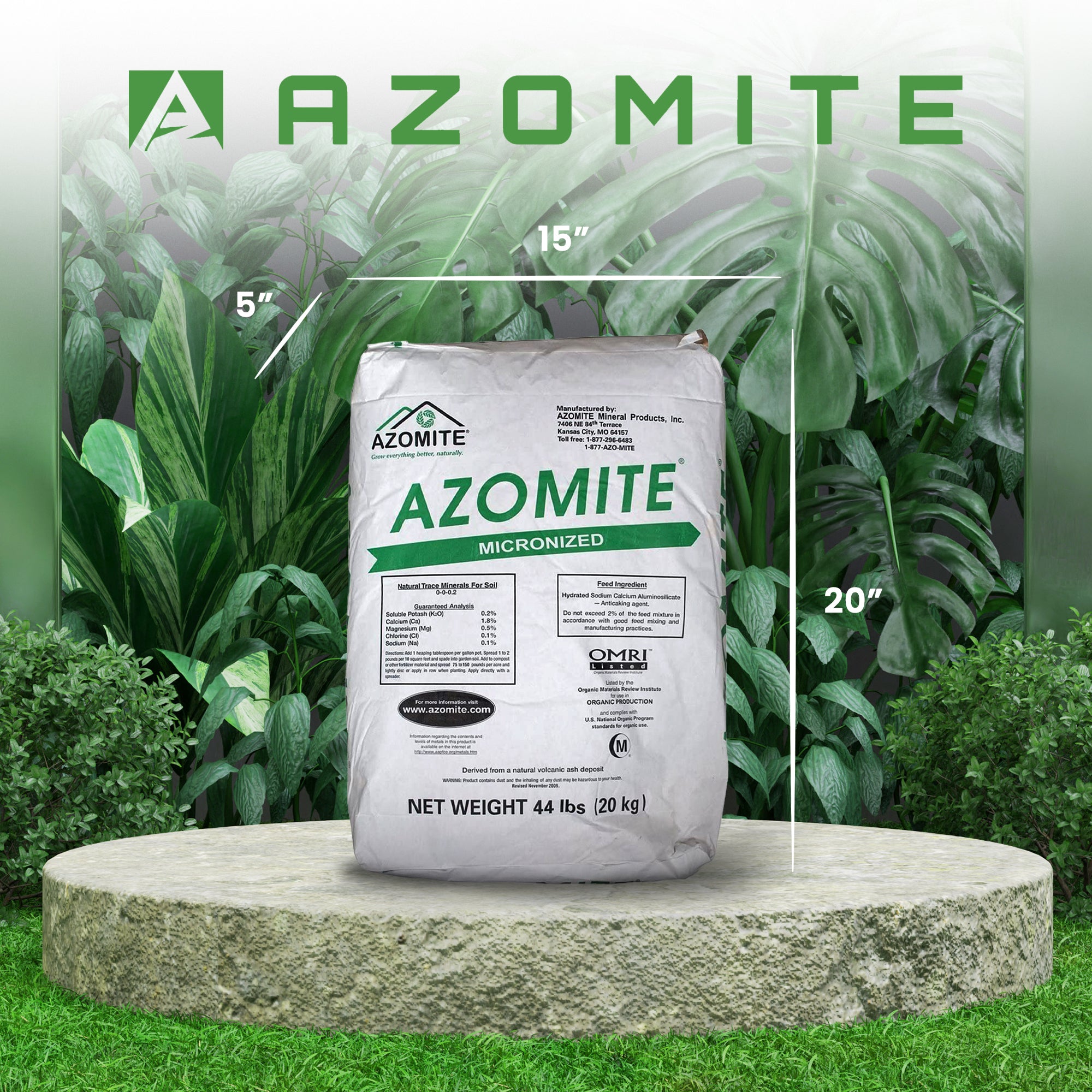 Azomite 44 lbs Micronized Organic Trace Mineral Soil Additive Fertilizer Powder