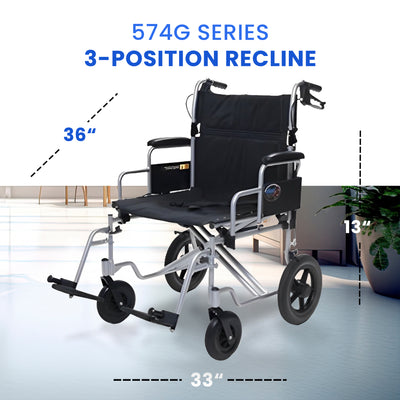 Graham Field Aluminum 24 Inch Bariatric Transportation Wheelchair, Black (Used) - VMInnovations