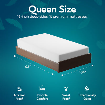 Sleepgram Breathable Sweat Proof Cotton Cover Mattress Protector, Queen, White - VMInnovations