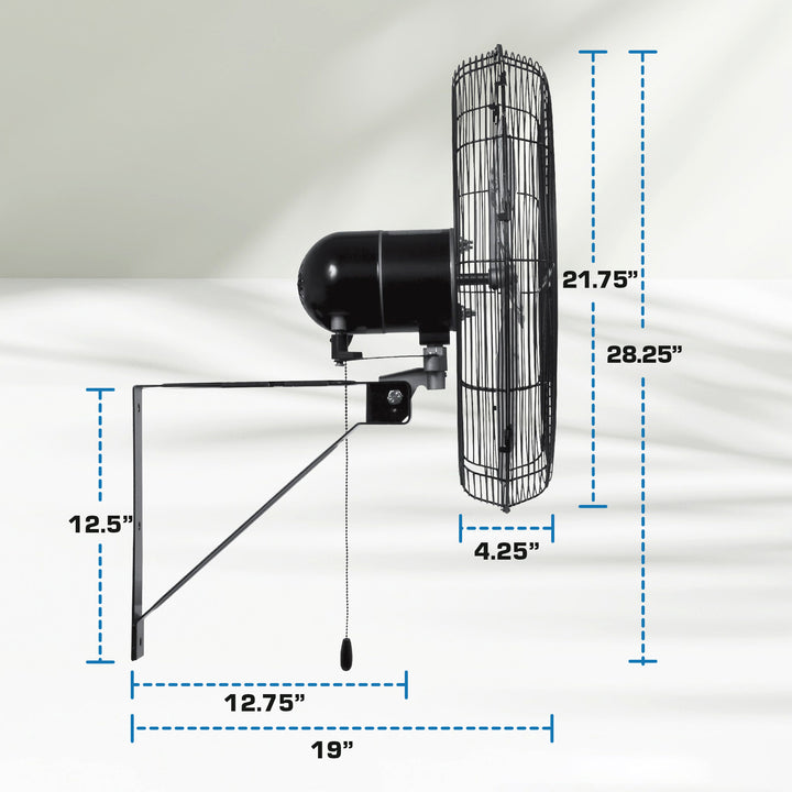 Hurricane 20 Inch Pro Commercial Grade Classic Oscillating Wall Mount Fan, Black