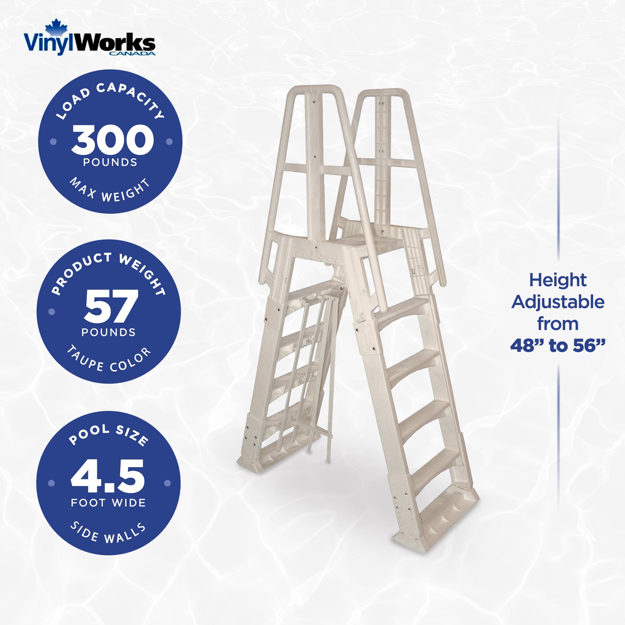 Vinyl Works A Frame Ladder with Barrier for Swimming Pools 48 to 56" Tall (Used) - VMInnovations