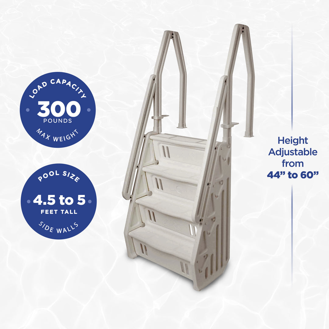 Vinyl Works Deluxe 32 Inch Adjustable Step Above Ground Pool Ladder (Open Box) - VMInnovations