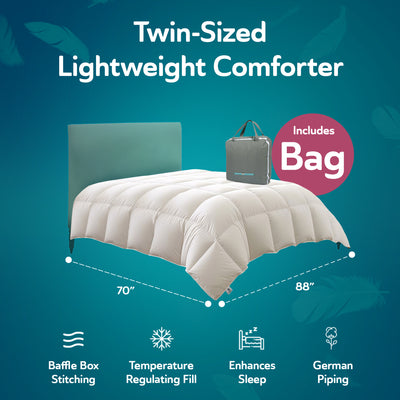 Sleepgram Twin Sized Pre Shrunk All Season Embroidered Cotton Comforter, White - VMInnovations