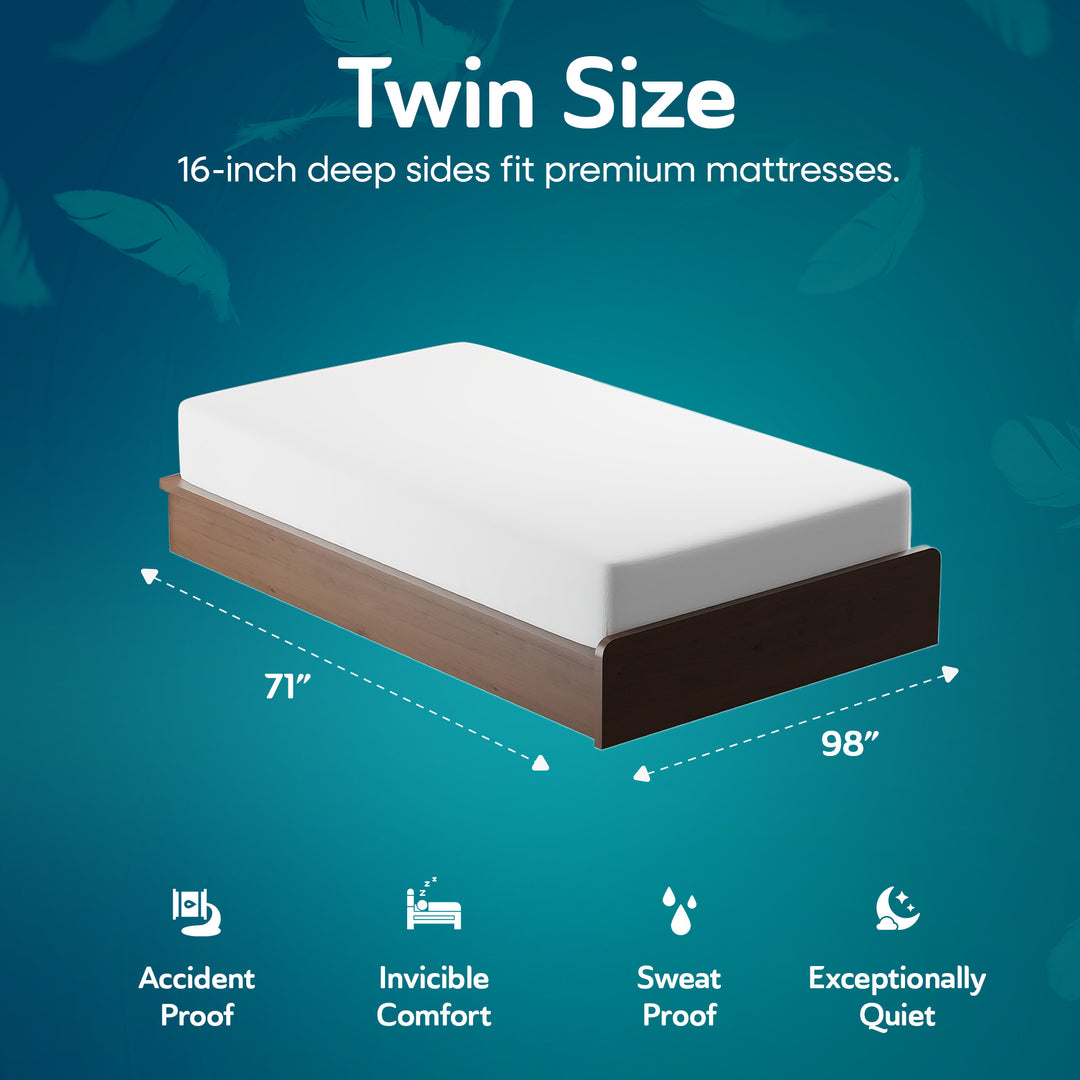 Sleepgram Breathable Sweat Proof Cotton Cover Mattress Protector, Twin, White