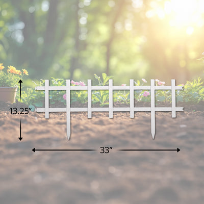 Suncast Cape Cod Styling Long Border Fence w/ Interlocking Tabs, White (4 Pack) - VMInnovations