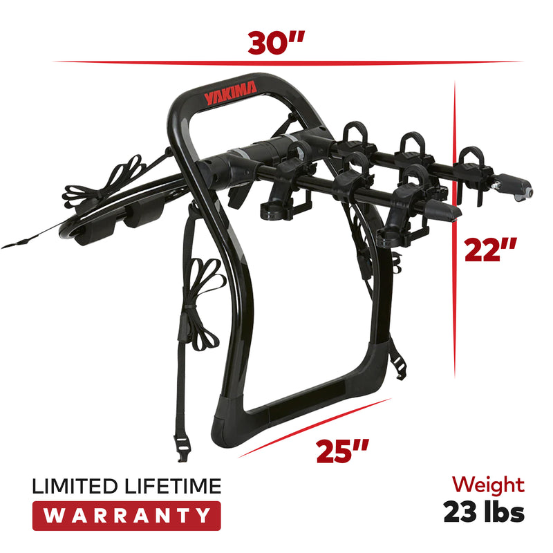 Yakima 3 Bike Capacity Trunk Bike Strap Rack with ZipStrips, Black (Open Box)