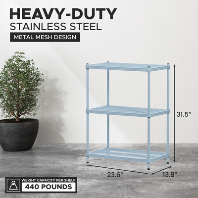 Design Ideas 3 Tier Full-Size Metal Storage Shelving Unit Rack, Blue (Used) - VMInnovations