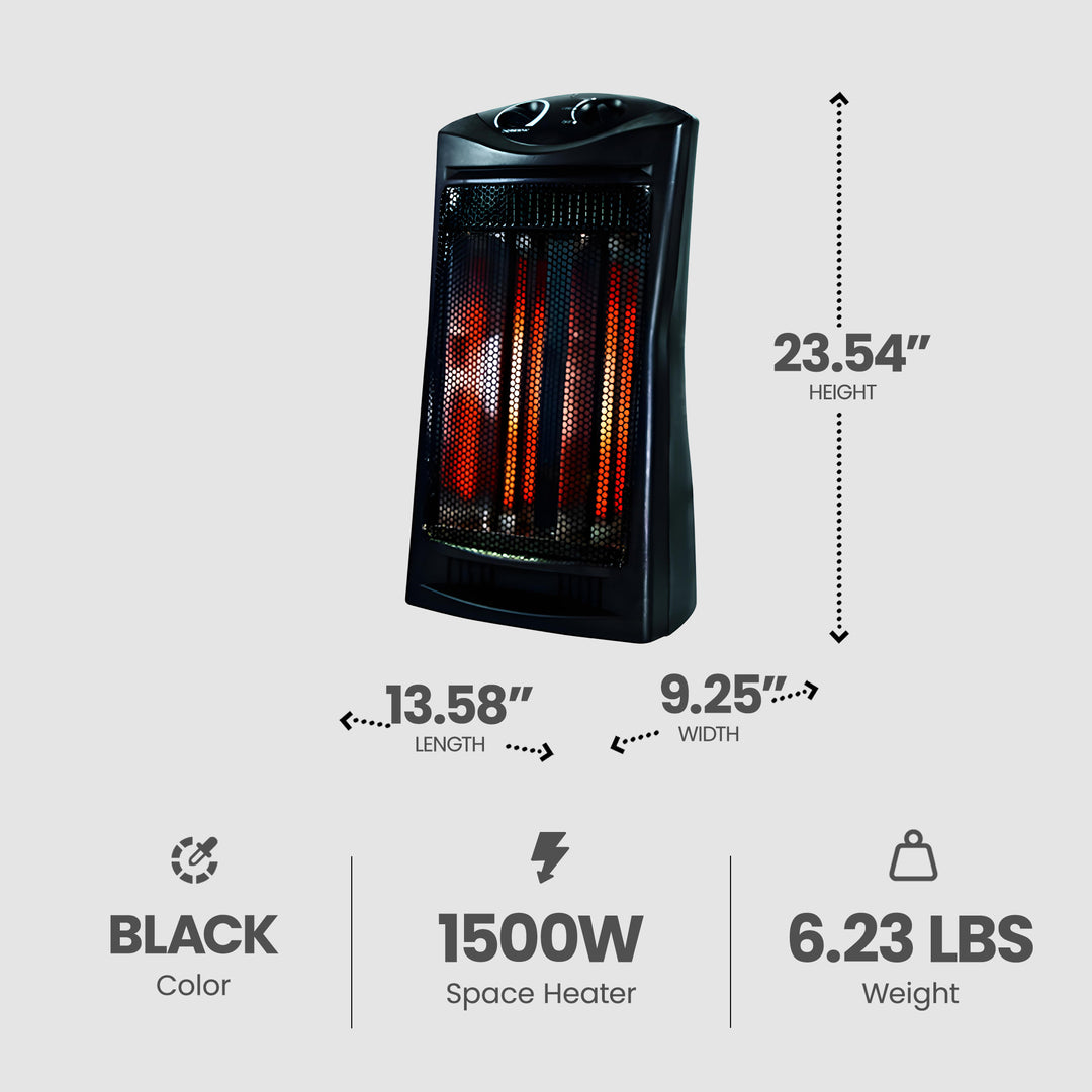 Geneva Industrial 1500W Quartz Infrared Tower Heater with Adjustable Thermostat