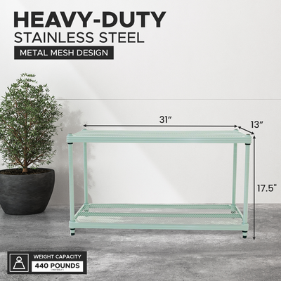 Design Ideas 2 Tier Full Size Metal Storage Shelving Unit, Sage Green (Used) - VMInnovations