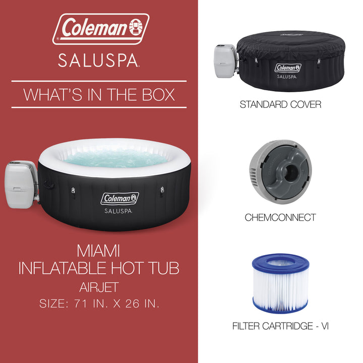 Coleman SaluSpa 4 Person Portable Inflatable Spa Hot Tub, Black (For Parts)