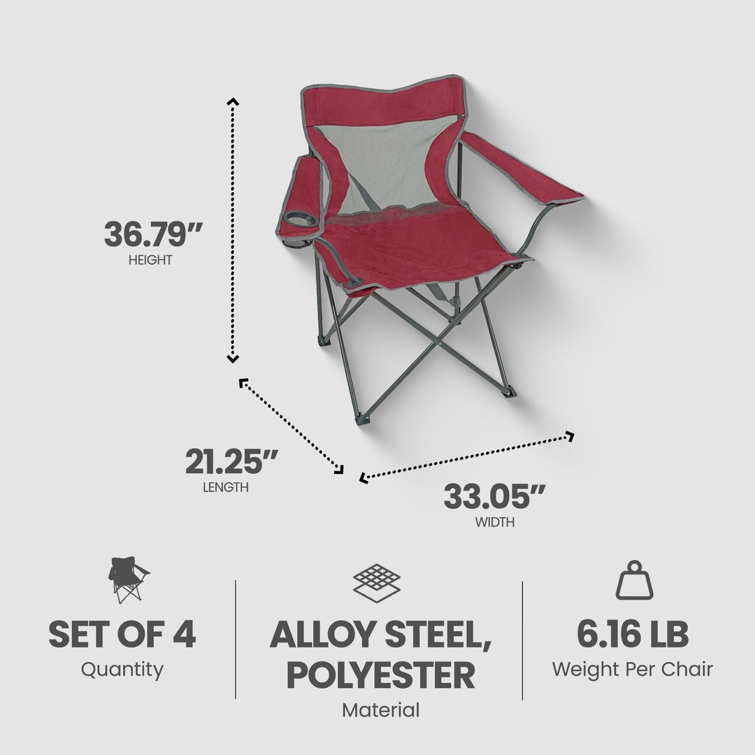 Four Seasons Courtyard Self Enclosing Foldable Quad Chair, Multicolor (4 Pack) - VMInnovations