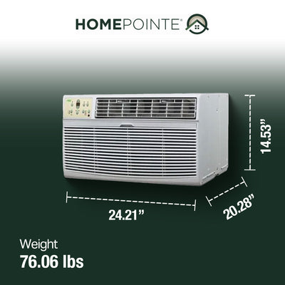 HomePointe 12,000 BTU 230 Volt Through The Wall Window Air Conditioner, White - VMInnovations