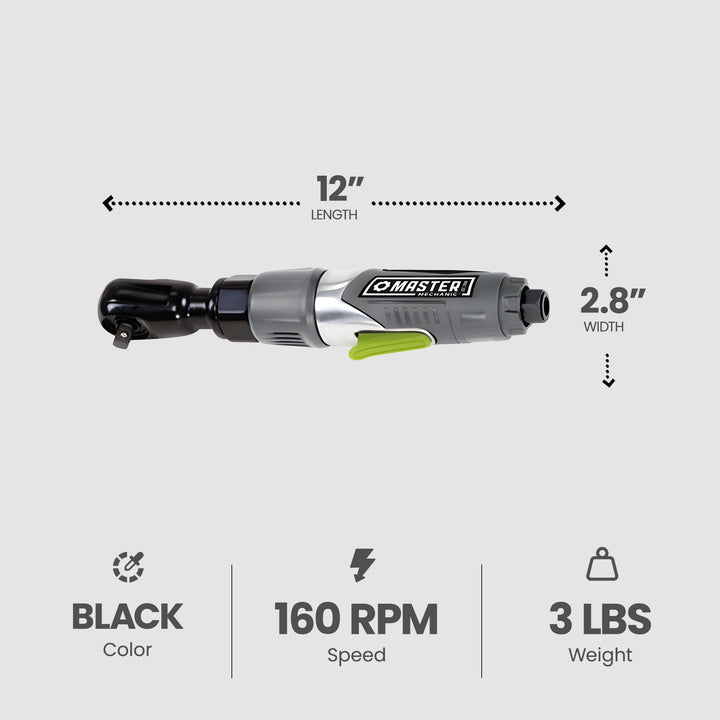 Master Mechanic Air Ratchet with Die Cast Aluminum Housing and Handle (Open Box)