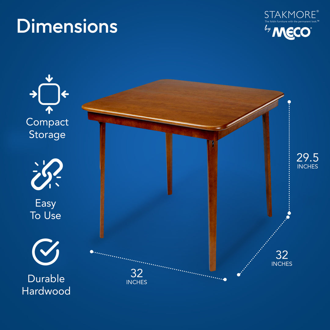 MECO Stakmore Classic Straight Edge Wood Folding Table, Fruitwood Frame (Used)