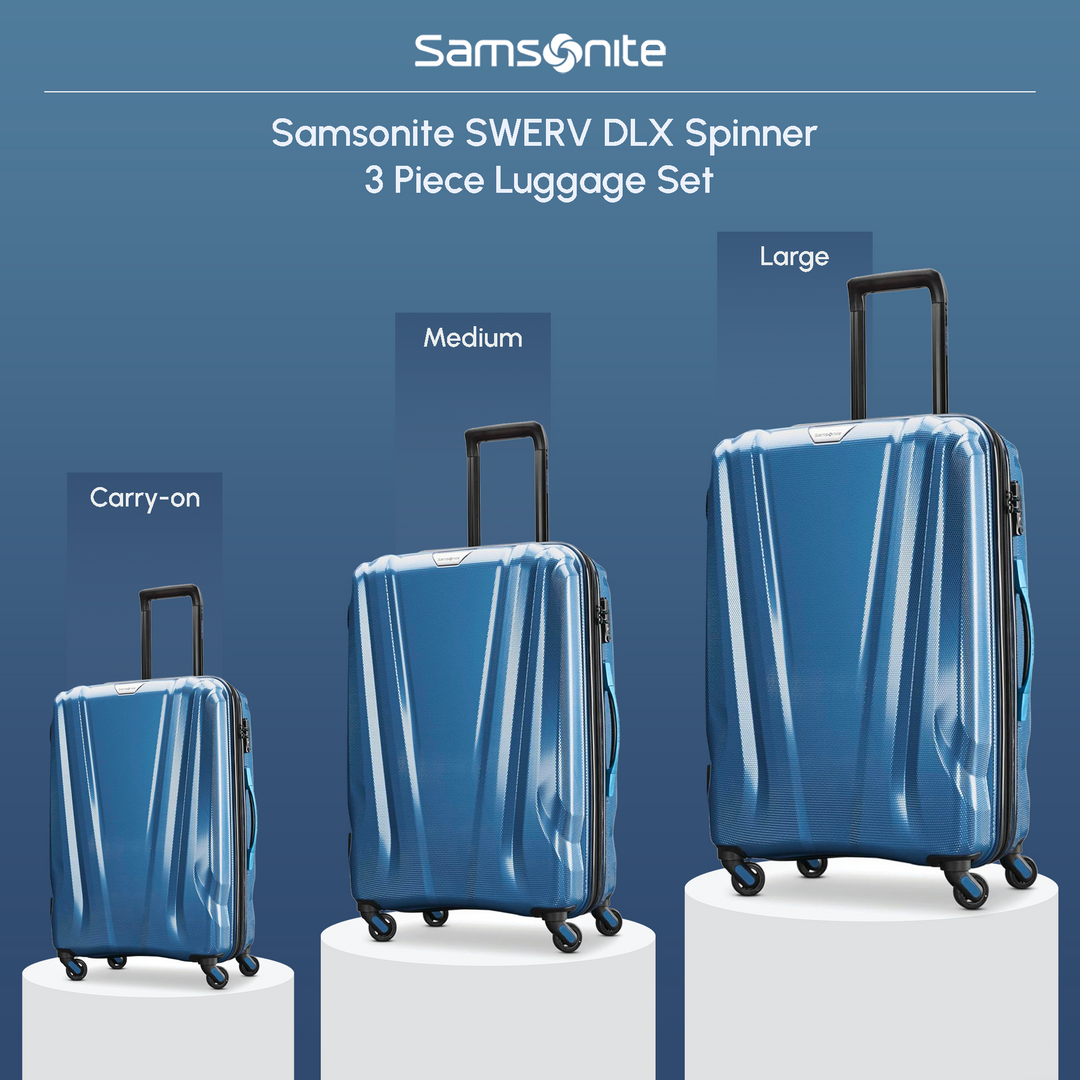 Samsonite SWERV DLX Spinner 3 Piece Carry-On, Medium & Large Luggage Set, Lagoon