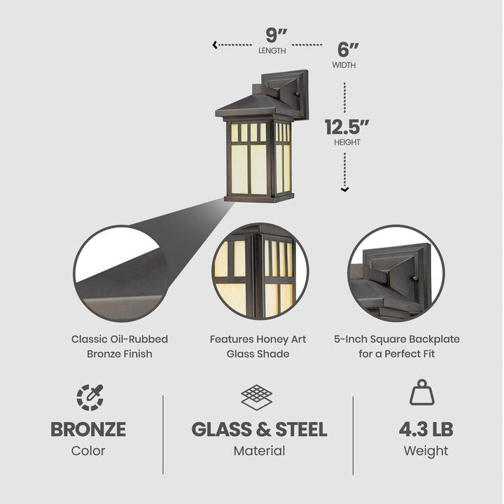 Westinghouse Burnham Light Exterior Wall Mount Lantern & Honey Glass (Open Box)