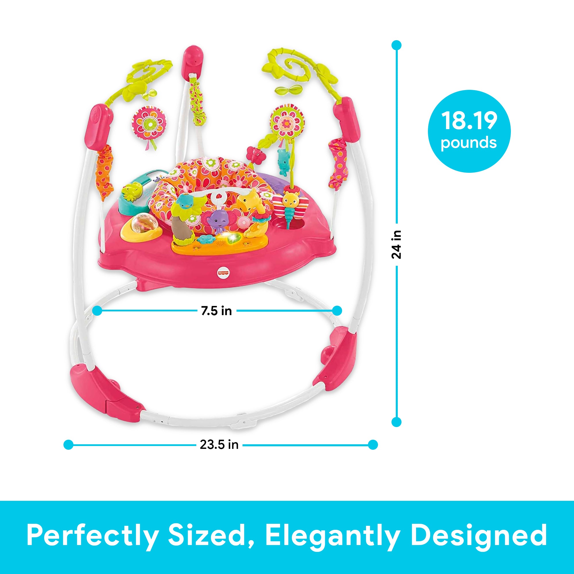 Fisher-Price Pink Jumperoo w/360 Spinning Seat, Lights, & Sounds (Open Box) - VMInnovations