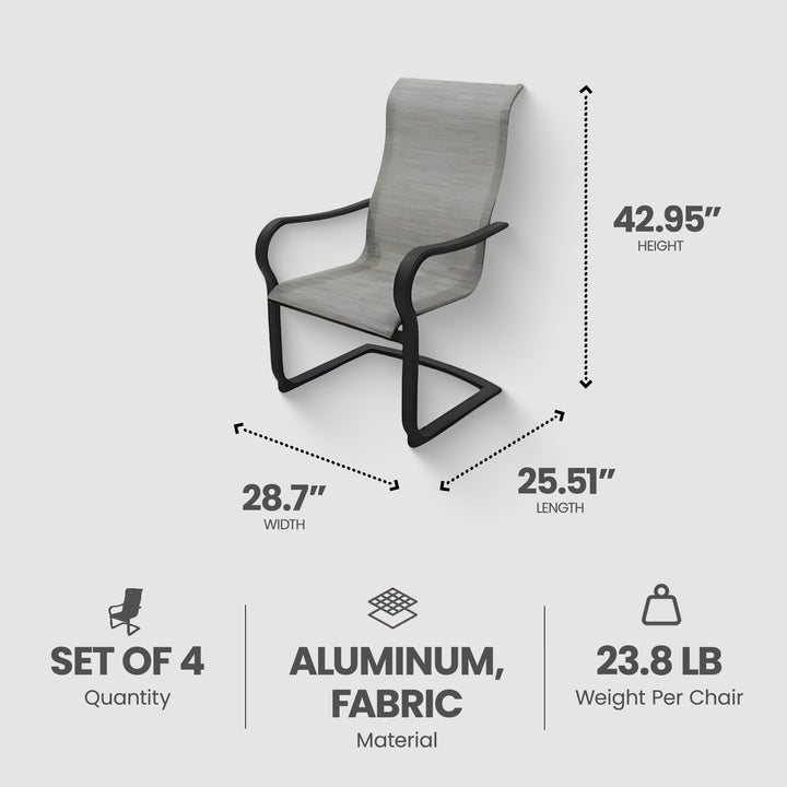 Four Seasons Courtyard Palermo C Spring Fabric w/ Aluminum Frame Chair (4 Pack)